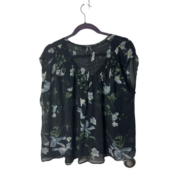 Joie SZ M black sheer floral print top - Picture 3 of 4